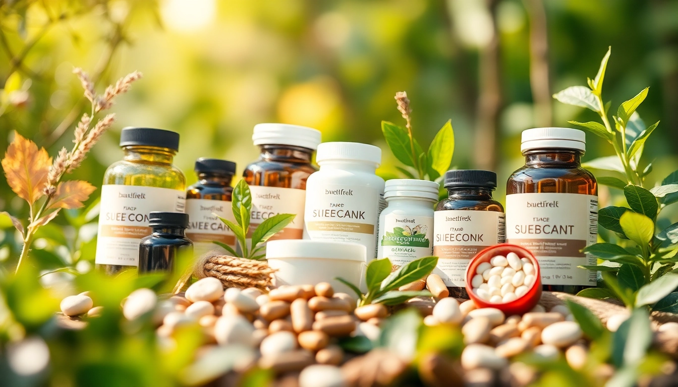 Display of dietary supplements showcasing vibrant colors and natural textures in an inviting setting.