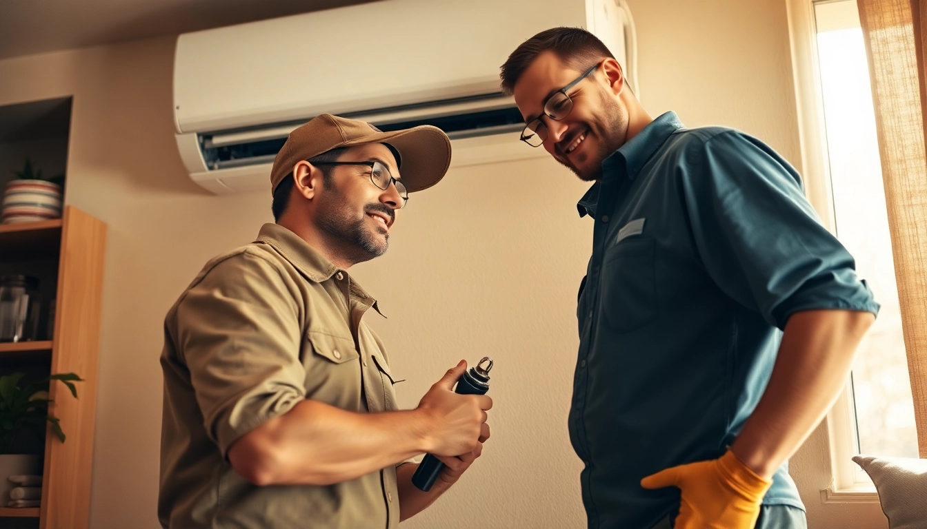 Professional technician providing air conditioning repair fort worth texas in a warm home setting.