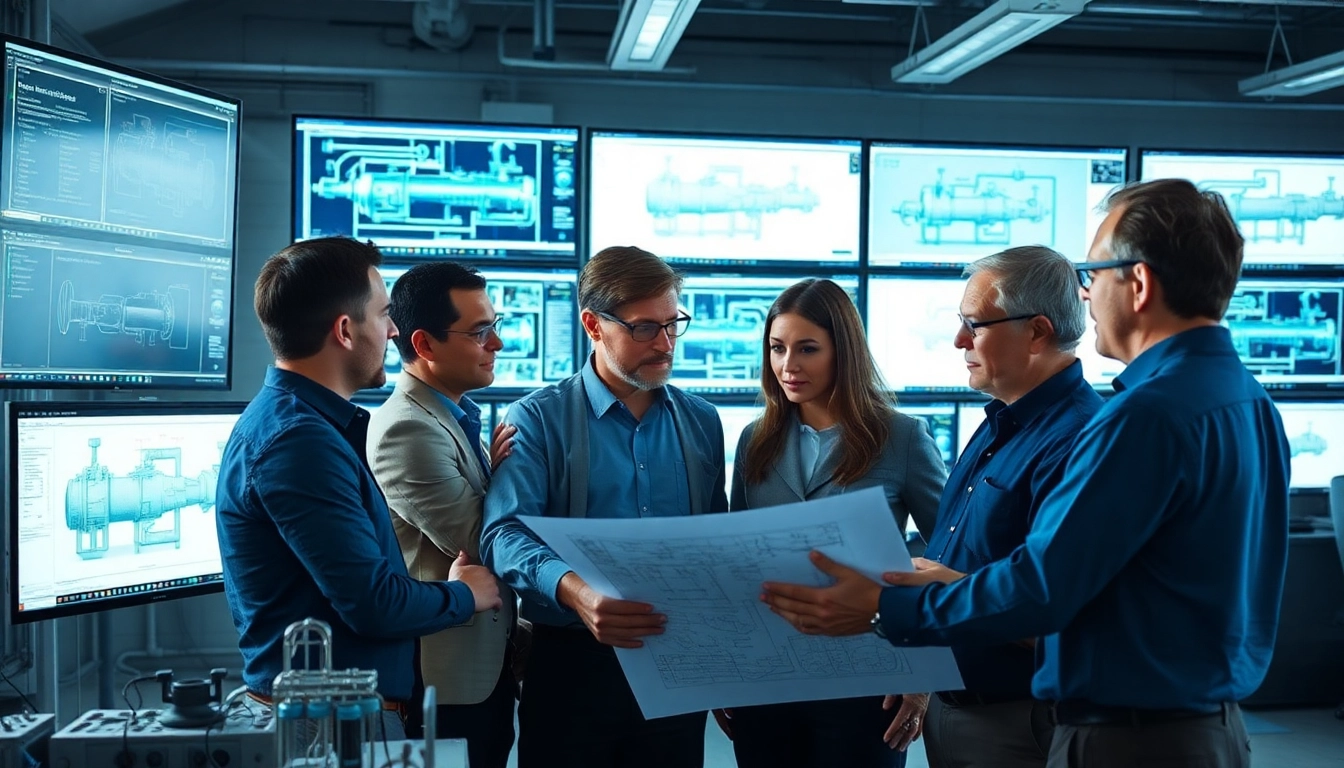 Pipe stress Analysis Company team analyzing complex engineering designs in a modern office