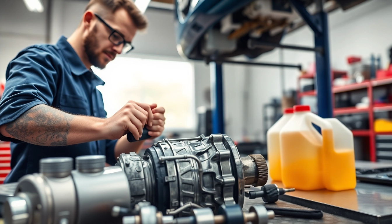 Inspecting CVT transmission fluid levels in a professional garage setting with quality tools.