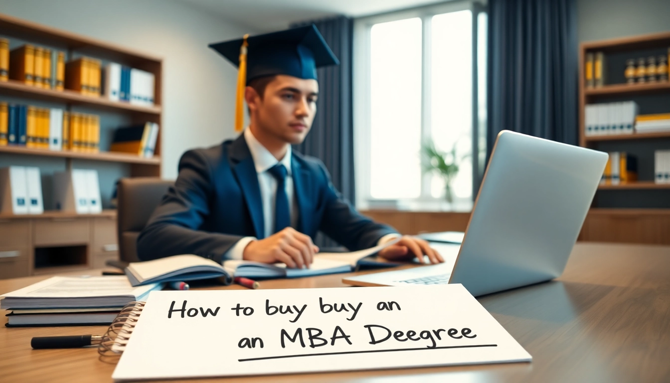 Learn how to buy MBA degree with insights from a professional graduate at their office desk.