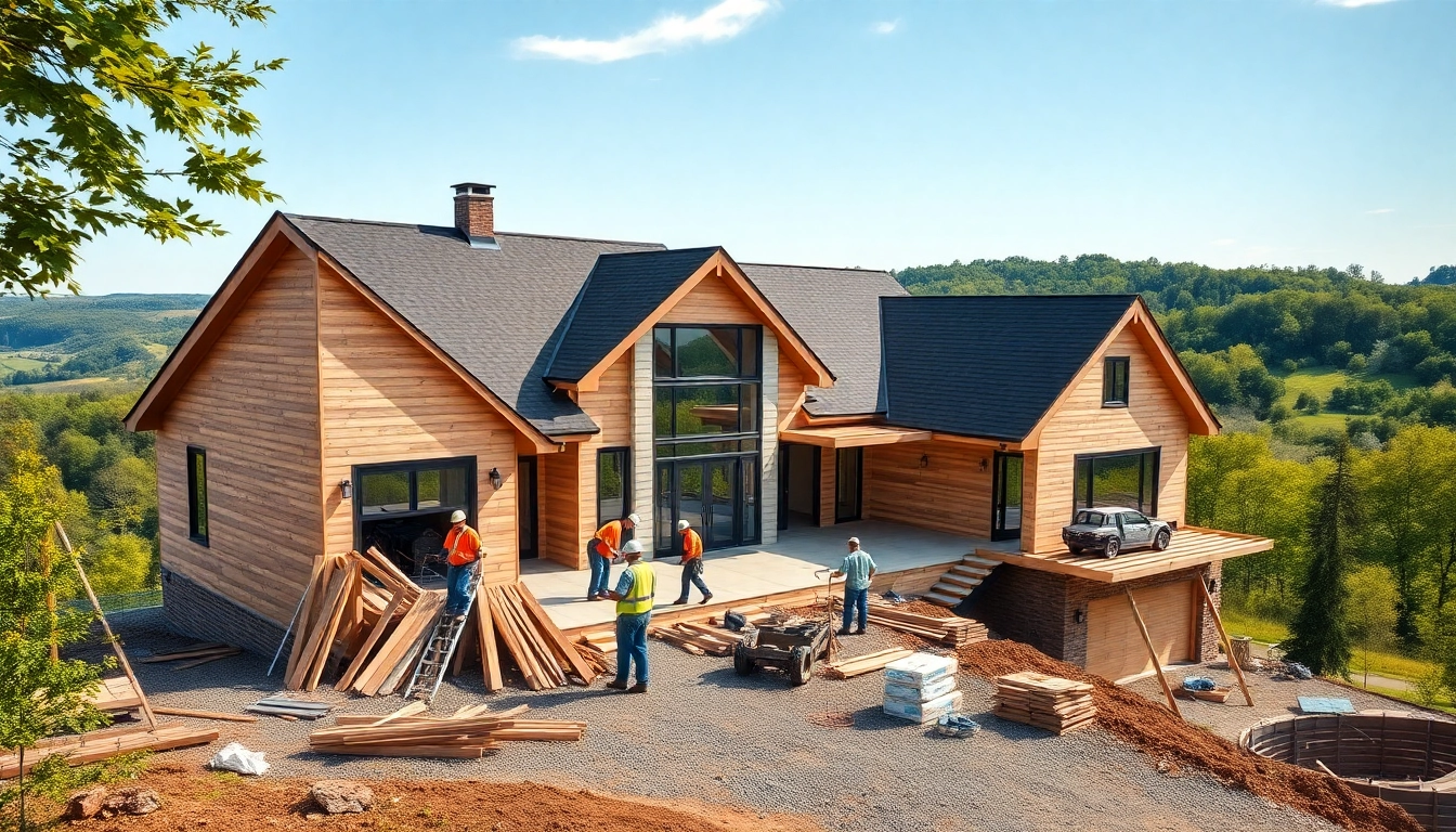 Connecticut home builders collaborating on a modern house project in a scenic landscape.