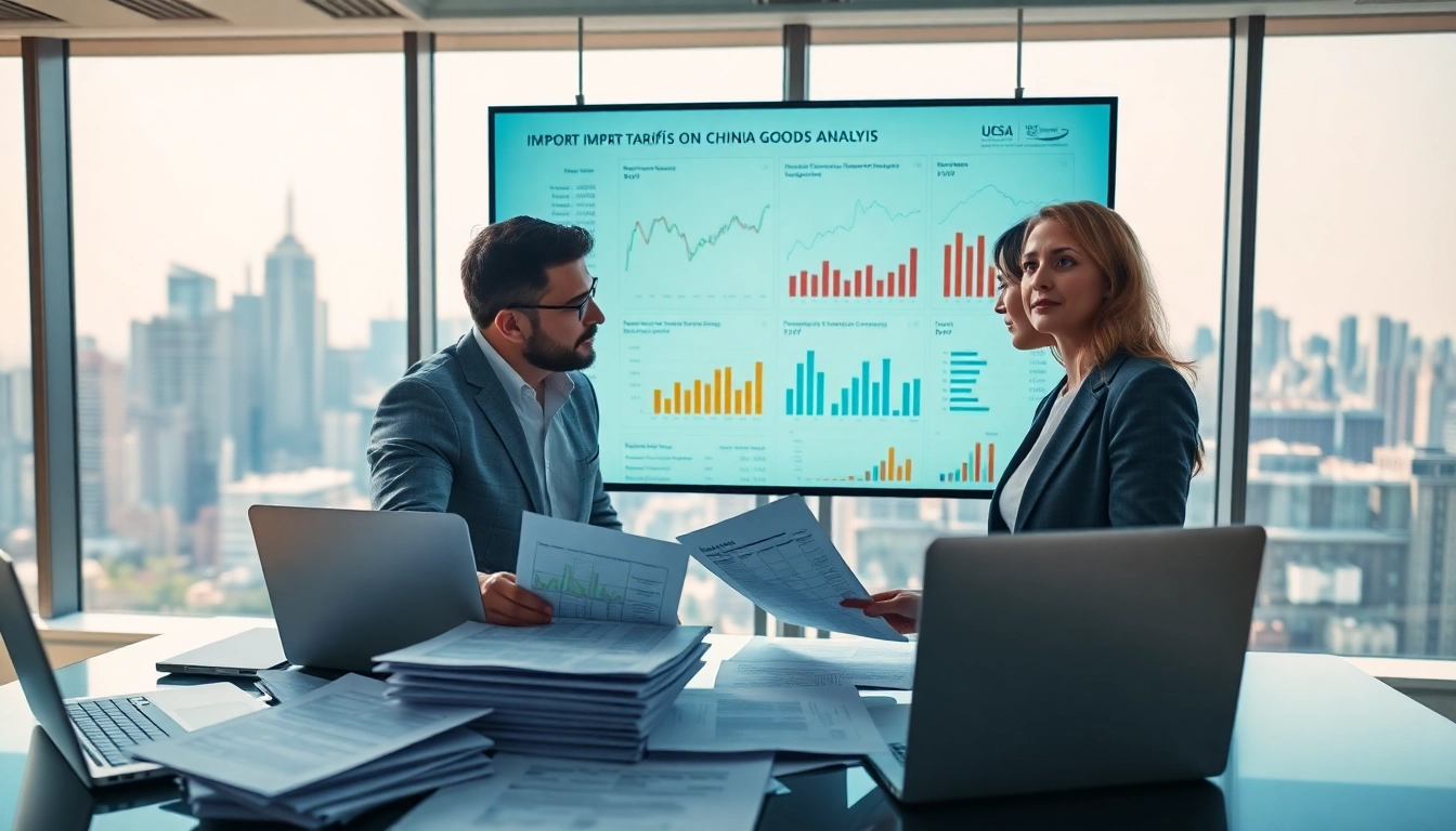 Analyze import tariffs china in a corporate strategy meeting with economists discussing trade data.