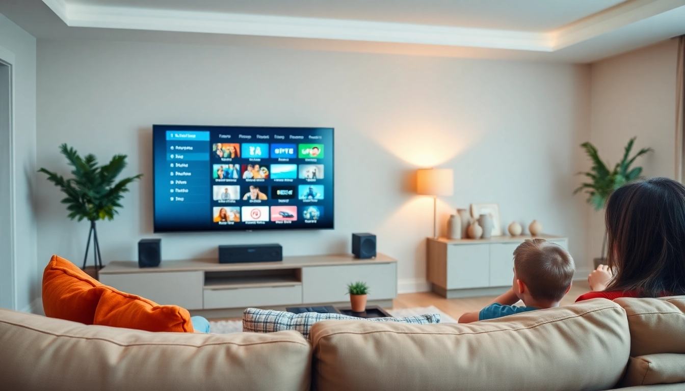 Explore IPTV Subscription USA in a modern living room setup with family enjoying streaming services.