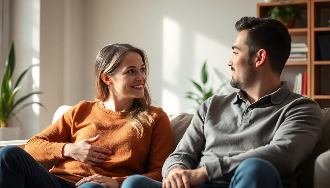 Couple engaging in effective communication in relationships, reflecting understanding and connection.