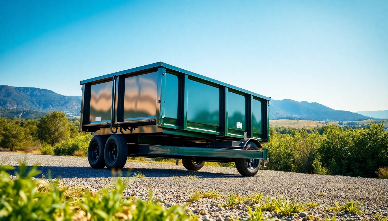 Explore a durable dump trailer for sale near me against a vibrant outdoor backdrop.