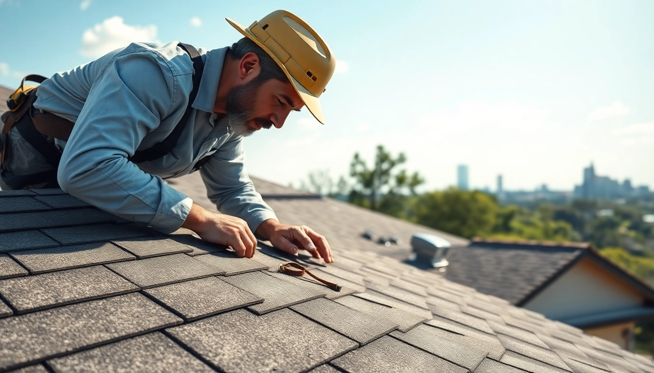 Conducting a roof inspection Austin to assess condition and safety of roofing materials.