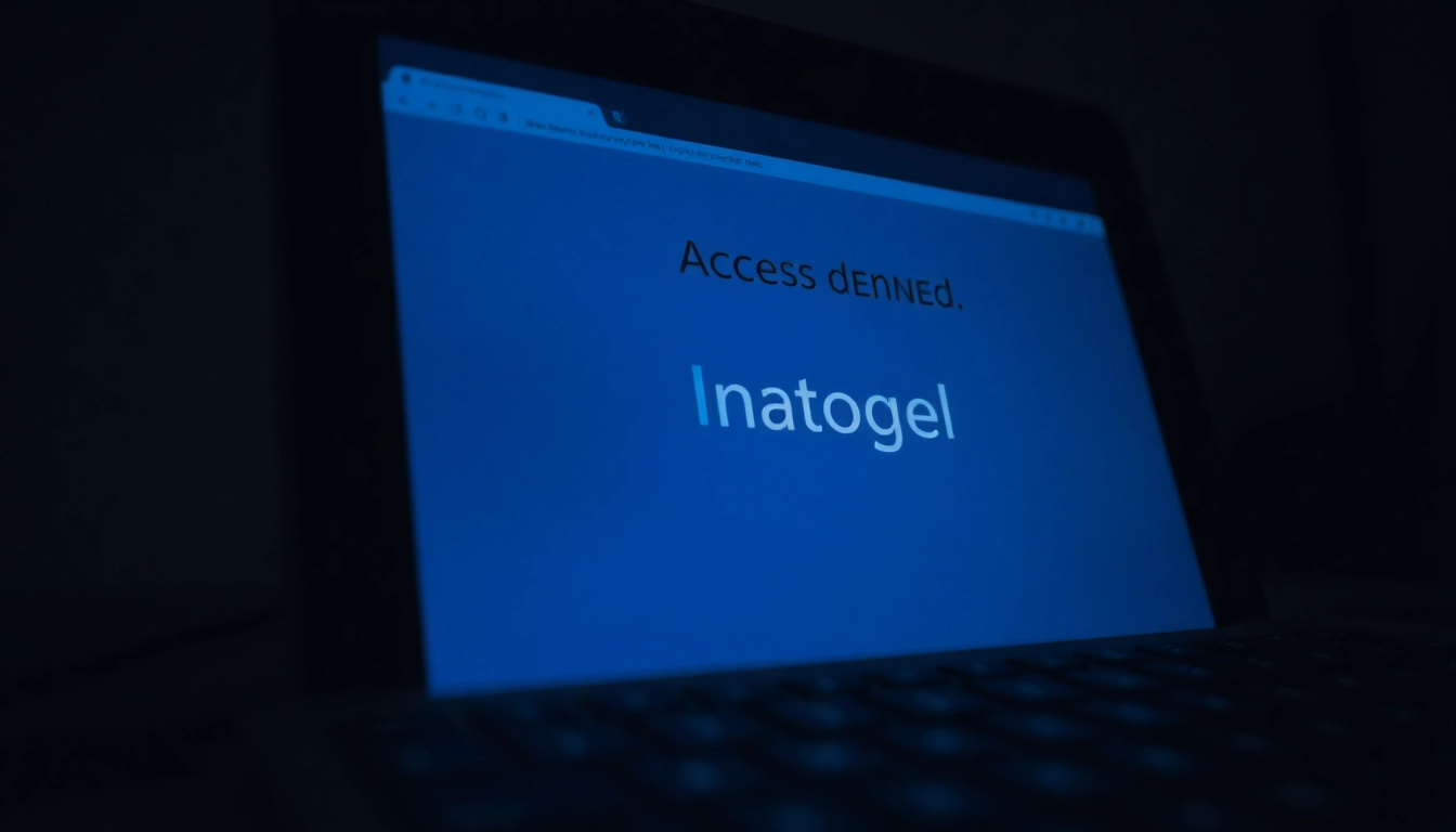 Blocked access for Inatogel website causing user frustration shown on a computer screen.