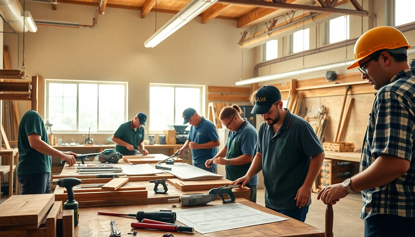 Engaged students in trade schools Oahu learning hands-on skills in a professional classroom setting.