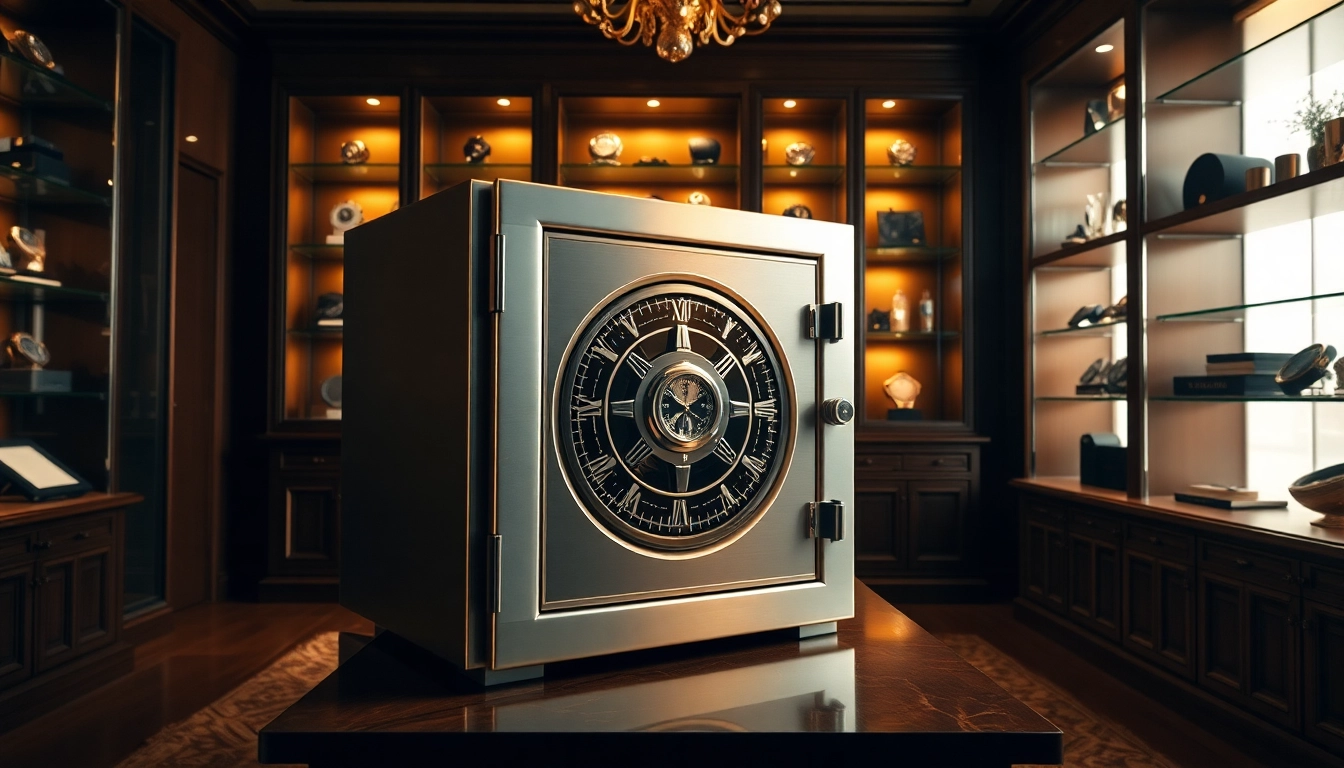 Showcase your watch safe in an elegant setting, highlighting its luxury and security features.