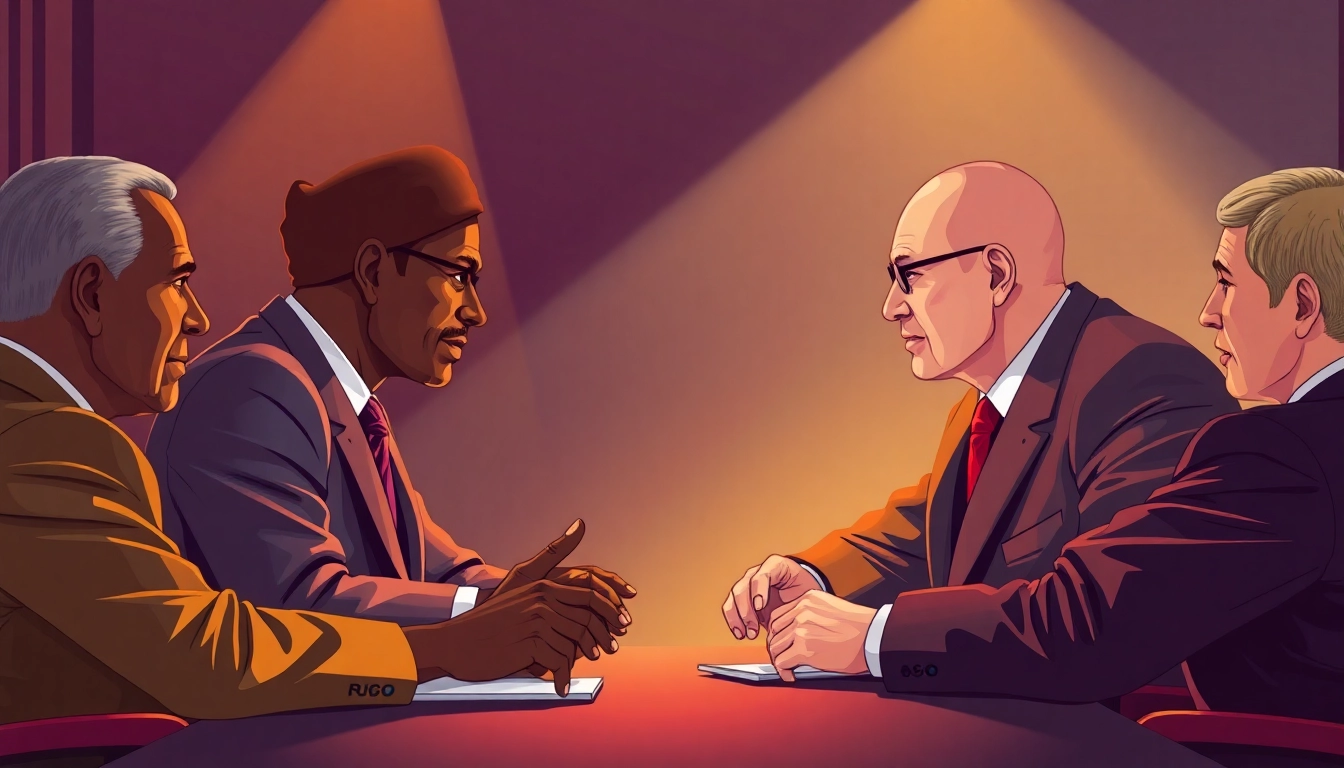Soutien de l'Afrique à la Russie illustrated through a vibrant diplomatic meeting scene.