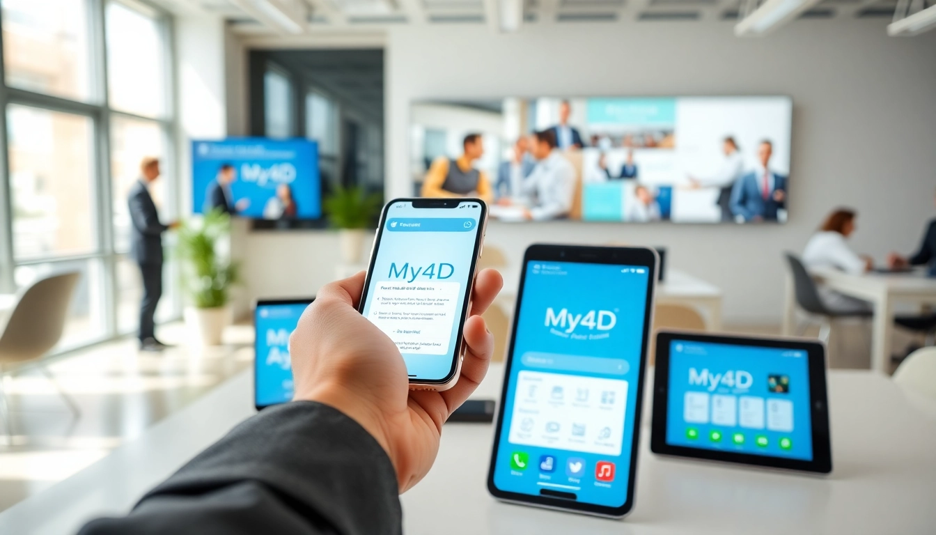 Engage with My4D app on multiple devices showcasing user-friendly features and essential resources.