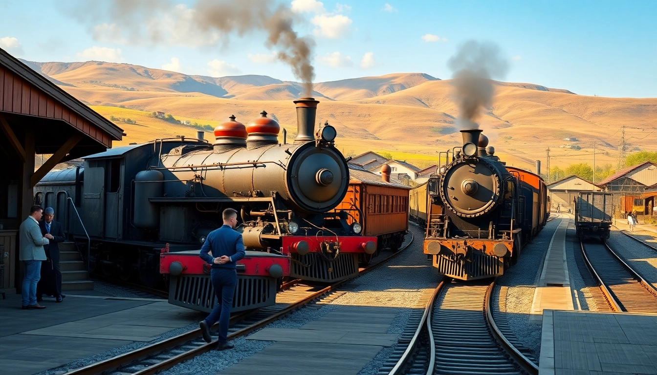 Download railroad tycoon free download with a vivid scene of a historic train station.