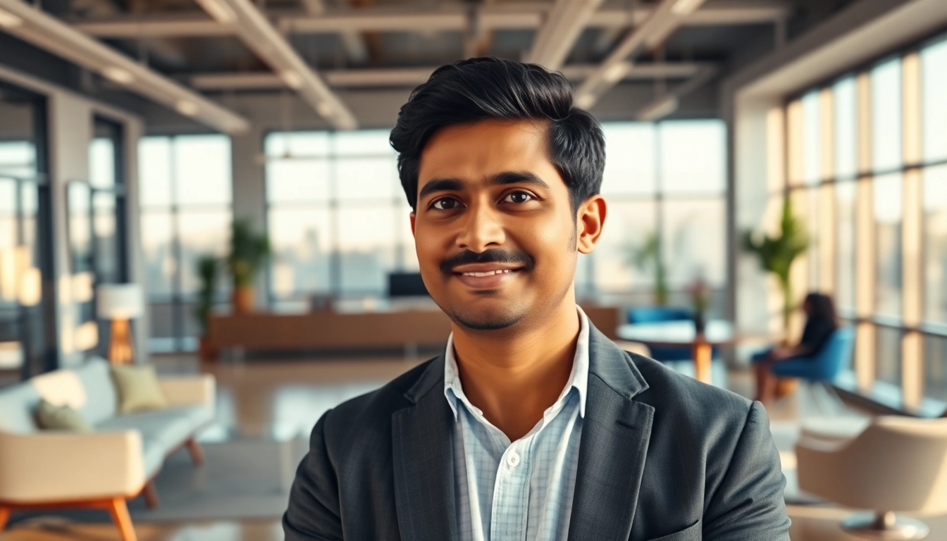Aravind Srinivas, the CEO of Perplexity AI, poses confidently in a modern office setting.