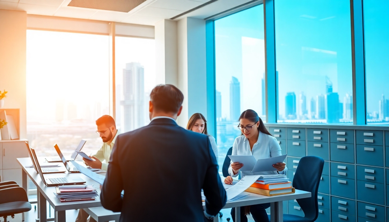 Streamlined QSM document clearing services featuring professionals engaged in efficient paperwork processing.